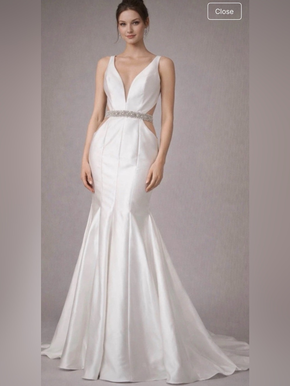 Vienna Prom White Satin Mermaid Wedding Dress with Crystal Waist